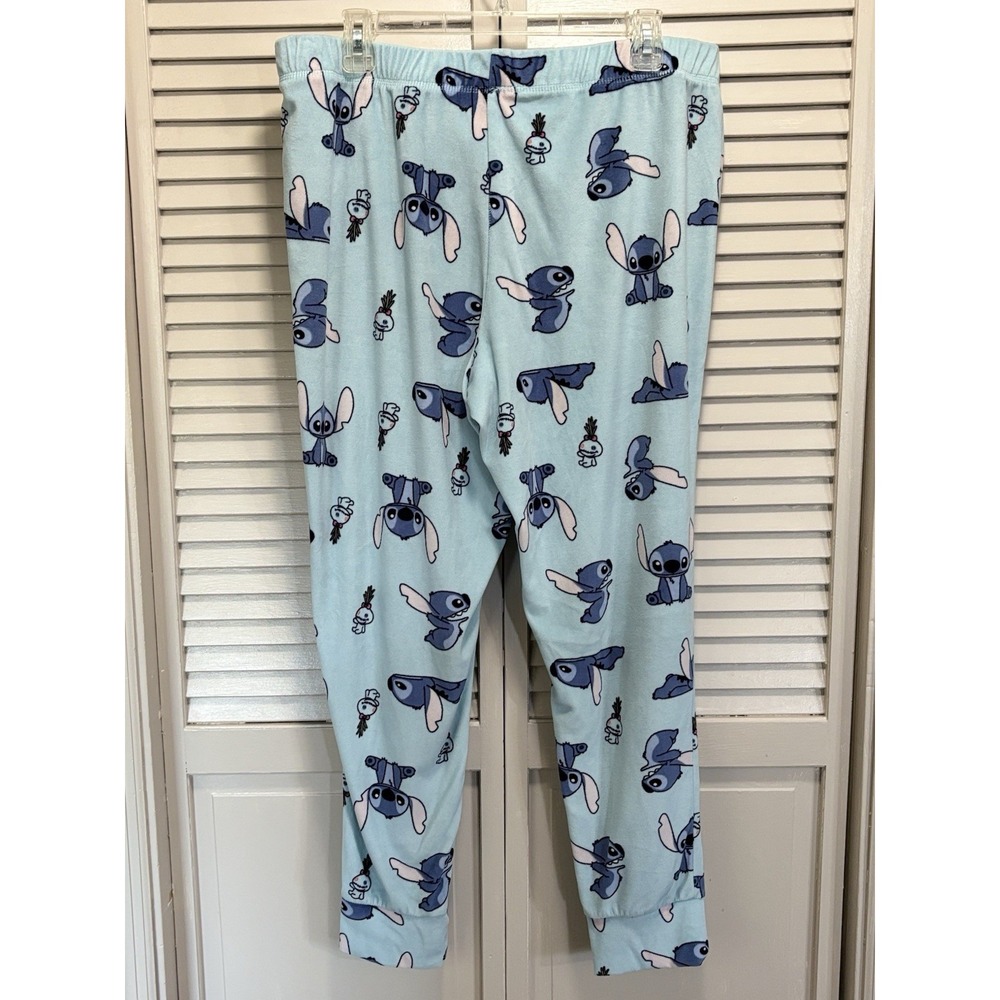 Disney Stitch Juniors Pj Set Soft Velour Pullon Jogger Pants Sz L (12-14) Blue - Picture 6 of 11